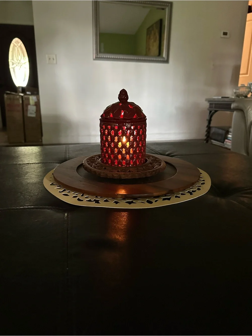 Decorative Red Ceramic Lidded Jar - Home Accent